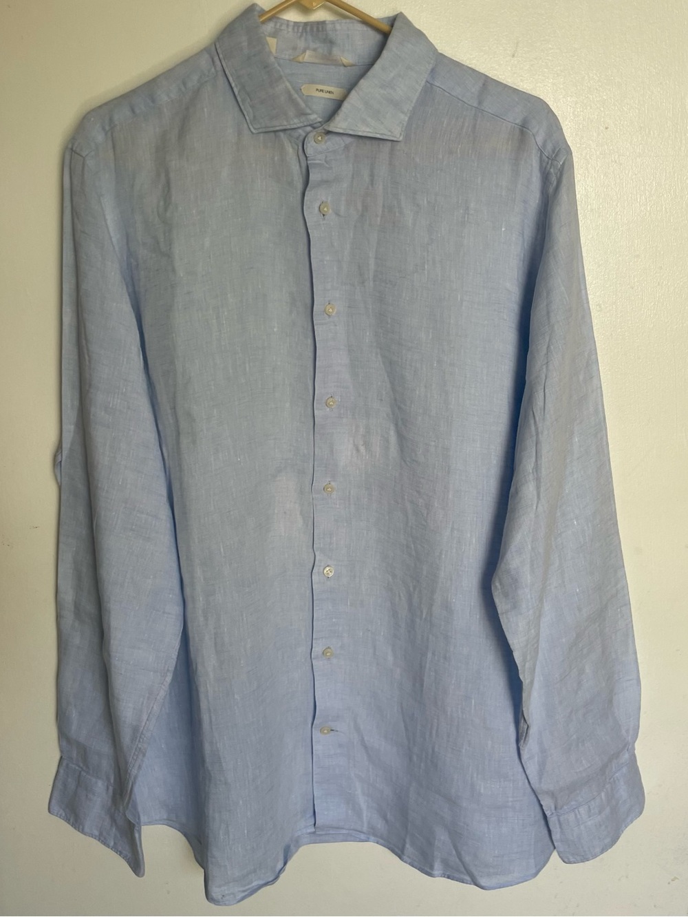 Suitsupply Pure Linen Shirt Men XL Light Blue Slim Fit Leggiuno Italy 45 18 lux